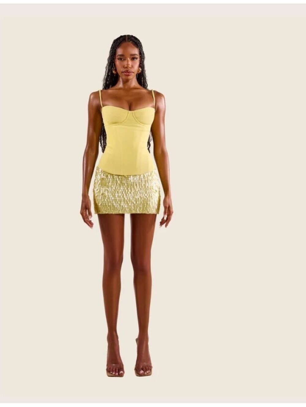 MARS THE LABEL NWT The Shimmi Mini Skirt in Lemon